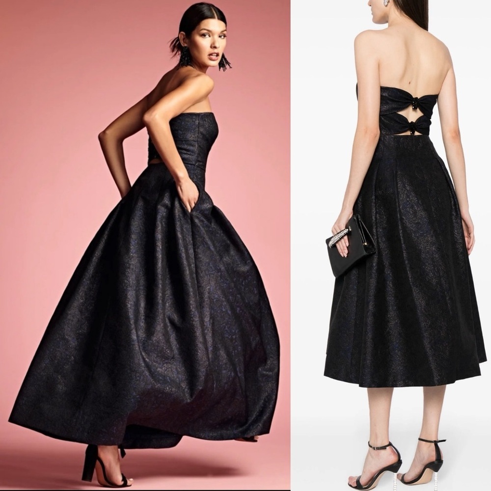 Sachin & Babi Black/Midnight Jacquard Strapless Margaux Formal Gown - 0